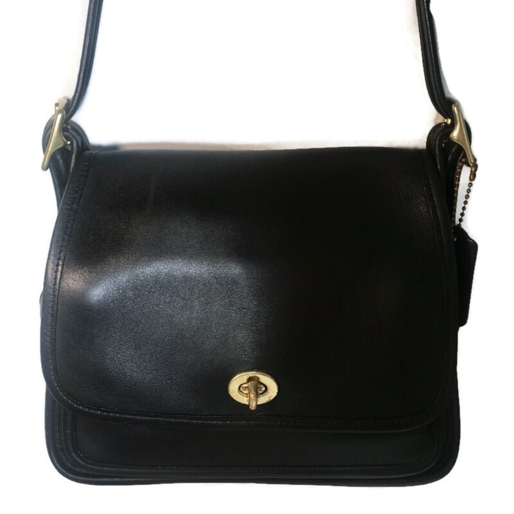 Vintage Coach Purse 9061 Rambler Legacy Black Leather Crossbody Shoulder Bag